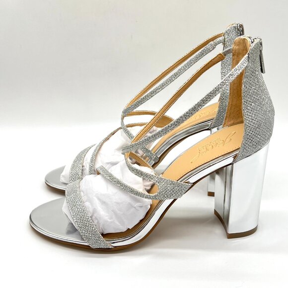 Jewel Badgley Mischka Womens Size 9 Gale Silver Dress Sandals Heels Shoes - Picture 6 of 16